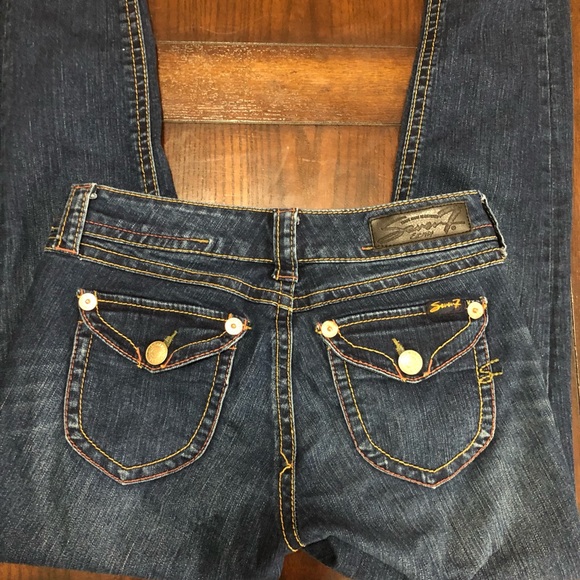 Seven “Legging” jeans Low Rise Dark Wash with Distressing Stretch - Picture 4 of 8